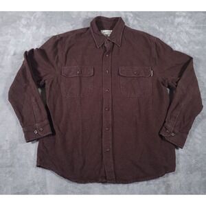 Kilimanjaro‎ Flannel Shirt Mens Large Chamois Button Up Burgundy Heavy Cotton